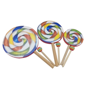 Wholesale Rainbow Spiral Lollipop Hand <b>Drum</b> Natural Wood Handle Orff Percussion Instrument For Toddler Rhythm Sensory - Product Image 1