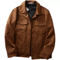 Manteau en daim pour homme, col rabattu, simple boutonnage, marron, style vintage, personnalisable avec logo, vêtement d'extérieur classique, collection automne-hiver