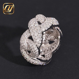 Anillo de Plata de Ley con Baño de Rodio y Cadena Cubana con Diamantes Cultivados en Laboratorio, Estilo Hip Hop, para Mujer, Marca CHOYUE - Product Image 4