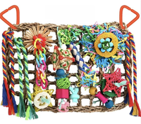 Tapis en jonc de mer naturel, jouets de forrage pour oiseaux, jouet à déchiqueter en bois pour perroquets, accessoires de cage à oiseaux, mur d'activités pour oiseaux