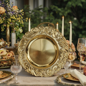 Assiettes de présentation dorées de luxe en plastique PP durable, directement de l'usine, <span class=keywords><strong>pour</strong></span> mariages et événements, échantillon gratuit, vente en gros - Product Image 4