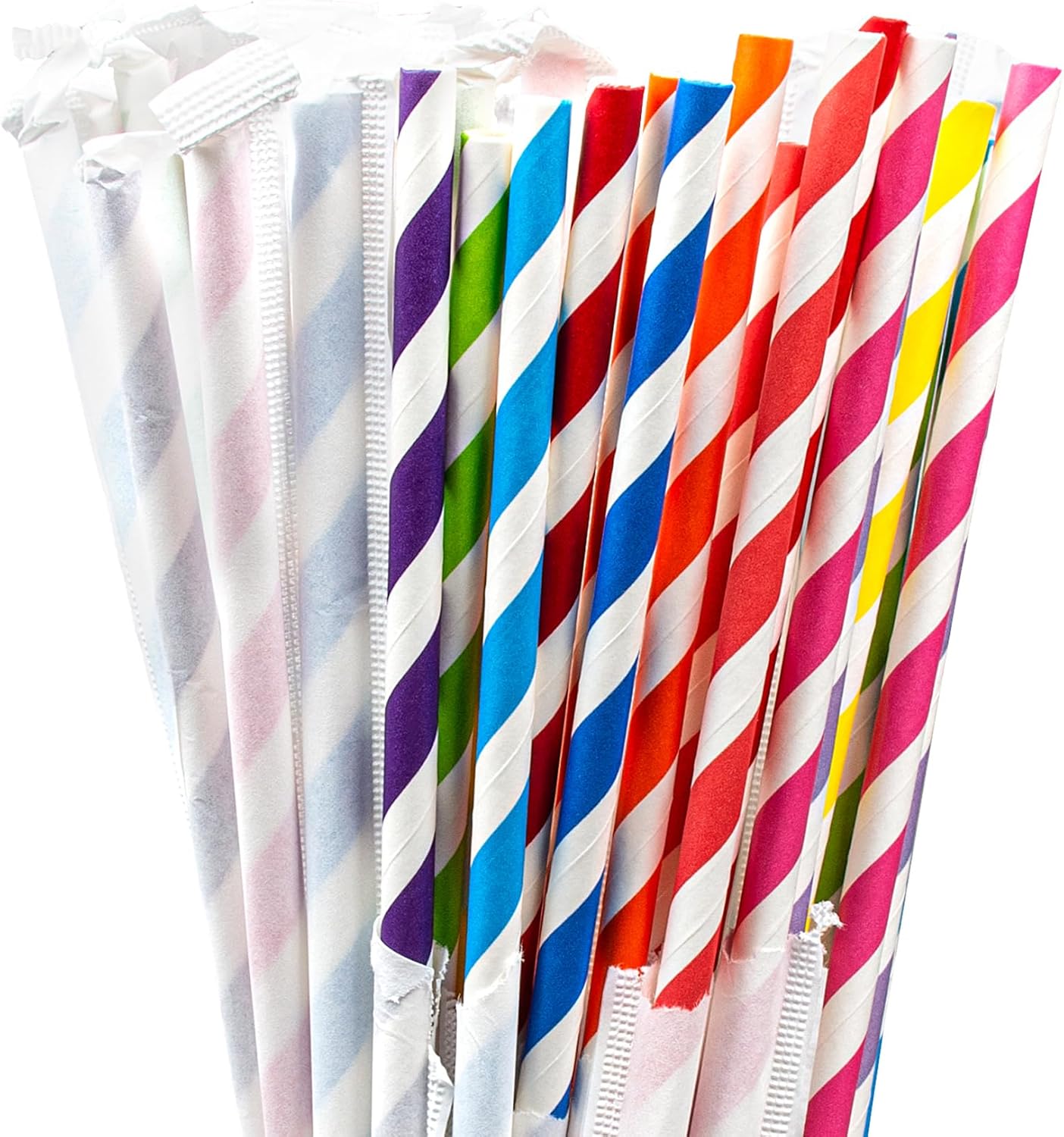 Individually Coated and Recyclable 10 Assorted Color Paper Drinking Straws Disposable Craft for Birthdays Weddings Parties