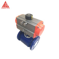 Vanne à bille en céramique GS Q641TC DN40 PN16 en acier inoxydable F304 avec actionneur pneumatique, vanne à bille doublée de céramique