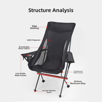 Chaise de camping pliable ultra-légère CHENYUE, robuste, 150 kg, avec structure en alliage d'aluminium