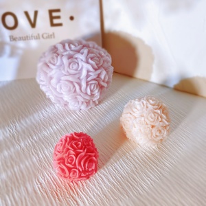 B-5228 3D सिलिकॉन मोल्ड हस्तनिर्मित गुलाब का फूल गेंद मोमबत्ती मोल्ड शादी की रस्म के लिए केक आभूषण Aromatherapy मोम ढालना शिल्प - Product Image 2