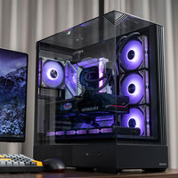 Lan Pro Multi Sided Quick Release Design MicroATX Mid Tower Steel PC Case Glass Side Panel Audio Front Ports New Gaming Computer
