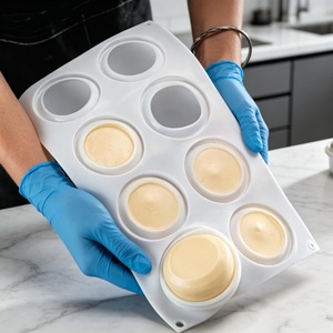 Silicone Sphere Mold 8 15 35 Cavity Cake Mousse Ice Chocolate Mold Commercial Use Dishwasher Safe White - Product Image 2