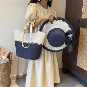 Chapeau <span class=keywords><strong>de</strong></span> soleil à large bord <span class=keywords><strong>sac</strong></span> fourre-tout marron vacances d'été voyage Shopping femmes <span class=keywords><strong>plage</strong></span> rayé chapeau <span class=keywords><strong>de</strong></span> paille ensemble <span class=keywords><strong>de</strong></span> sacs <span class=keywords><strong>de</strong></span> <span class=keywords><strong>plage</strong></span> - Product Image 1