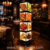 Boîte à lumière LED rotative en aluminium sur pied pour magasin électronique, restaurant, centre commercial, signalétique lumineuse mobile pour menu