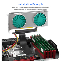 Adaptador de cable elevador de expansión GPU M.2 NVMe Key M a PCI-E 16X con alimentación de 12V y 4 pines (dirección izquierda) de aleación de aluminio en stock