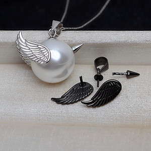 S925 <b>Silver</b> Baroque Pearl Pendant with Bird Chick Alien <b>Bead</b> DIY Jewelry Accessories 4105 Pearl Tray - Product Image 2