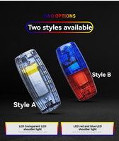 Luz de Advertencia LED Recargable para Hombro, Alta Visibilidad, Roja y Azul Intermitente, Lámpara de Clip para Chaleco de Seguridad, Impermeable, con Sonido, para Tráfico