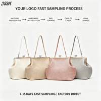 Tas Selempang Wanita Kapasitas Besar Desain Niche Eropa Amerika, OEM ODM Logo Kustom, Tas Kulit Anyaman dengan Klip