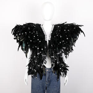 Kadın Vintage Tüy Omuz Pelerini Dramatik Gotik Pelerin Cadılar Bayramı Cosplay Dans Kostümü Özelleştirilmiş Renk Boyutu Yetişkin - Product Image 3