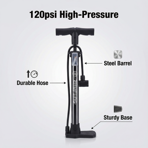 मैनुअल 120psi साइकिल एयर पंप इंफ्लेवेटर नायलॉन स्टील सामग्री फर्श पंप के लिए - Product Image 4