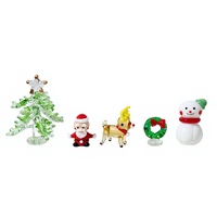 Ornements de Noël en verre soufflé à la main de style Murano moderne, figurines de Père Noël, d'animaux et de sapins, décoration d'intérieur