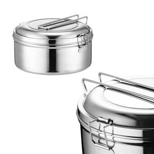 2025 Custom Metal Silver 304 Stainless Steel Round Picnic Accessories <b>Lunch</b> <b>Box</b> for Outside - Product Image 1