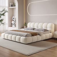 Ensemble de lit capitonné populaire en gros, mobilier de chambre à coucher design blanc crème, lit moderne très vendu pour hôtel et maison, cadre de lit king size