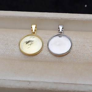 Pendentif en argent S925, 13 mm, 16 mm, cheveux de fœt, rond, 20 fonds plats, 4478, porte-boucles d'oreilles vide à faire soi-même, accessoires, taille 3 mm - Product Image 3