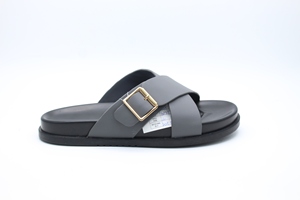 Logo personalizzato pantofola da <span class=keywords><strong>uomo</strong></span> in <span class=keywords><strong>pelle</strong></span> antiscivolo pantofole estate Casual <span class=keywords><strong>sandali</strong></span> grigi e neri per gli uomini arabo walk - Product Image 2