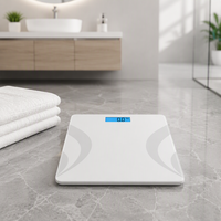 Balance de salle de bain numérique haute précision 180 kg, verre trempé blanc, écran LCD rétroéclairé bleu pour pesée domestique précise