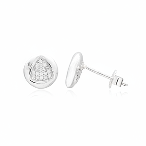 Triángulo diseño blanco circón Stud pendientes Turksih venta al por mayor hecho a mano 925 joyería de plata esterlina - Product Image 2