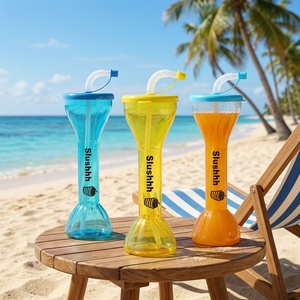 Vaso para Bebidas Frías de Cuello Largo de 500 ml con Pajita y Tapa, Plástico PET, Color Personalizado, Vaso para Bebidas de Playa, Logotipo Personalizado, Venta al por Mayor - Product Image 1