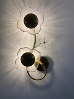 Applique murale LED moderne en fer et verre - Dimmable - Garantie 2 ans - Finition dorée blanc/gris fumé et verre transparent - 34x20mm