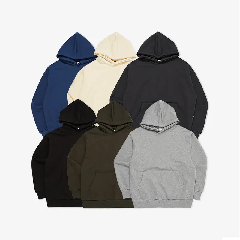 Nieuwe Hoodie Heren 2023 Nieuw Katoen Effen Kleur Sport No String Drop Shoulder Coat Trend Casual Hoodie