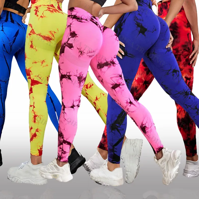 Prezzo di fabbrica Push up design cravatta Dye leggings nuovi pantaloni da Yoga Scrunch Ropa Deportiva Mujer Tendencia 2023