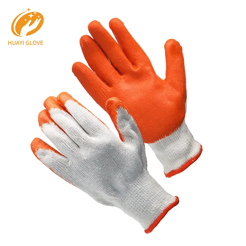滑り止め赤いラテックス綿作業建設手袋工業用ラテックスゴム手袋安いラテックス浸漬作業手袋