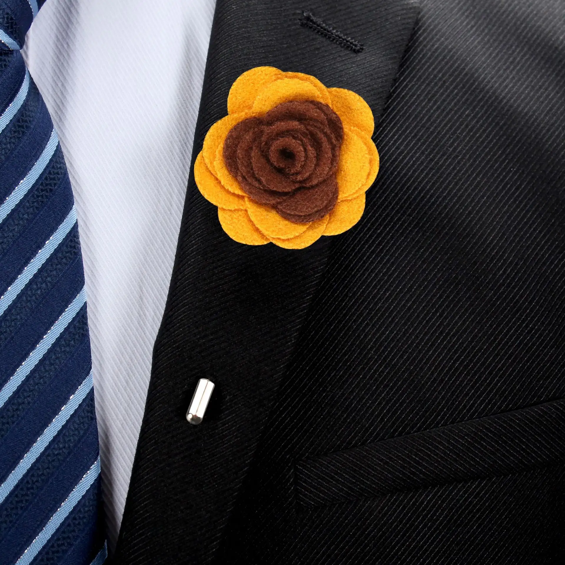 Pure handmade exquisite two-color flannel corsage men's suit flower designer brooch pins jewelry
