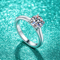 Bague de fiançailles personnalisée en argent sterling S925 certifié GRA avec moissanite couleur D de 1,5 carat taille ronde pour femme, vente en gros