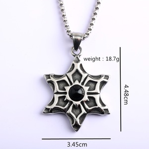 Colgante de estrella de seis puntas de acero inoxidable yunnique con diseño geométrico de piedras preciosas negras para hombre, regalo de collar - Product Image 4