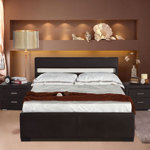 Двухразмерная светодиодная и мягкая кровать из искусственной кожи с выдвижными ящиками - Product Image 2