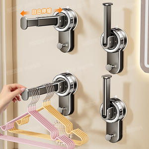 ราวแขวนผ้าติดผนังแบบไม่ต้องเจาะ  ชั้นวางของแบบแท่งเดี่ยว  ราวตากผ้า  อุปกรณ์จัดระเบียบในบ้าน  แบบเคลื่อนย้ายได้ รูปทรงสี่เหลี่ยมผืนผ้า - Product Image 3