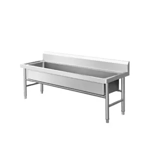 Stainless steel kitchenware table and sink as industrial kitchen equipment