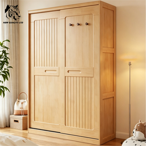 factory wholesale low price customize large stock ready to ship <b>clothes</b> cabinet new design bedroom furniture wood slide wardrobe - Product Image 2