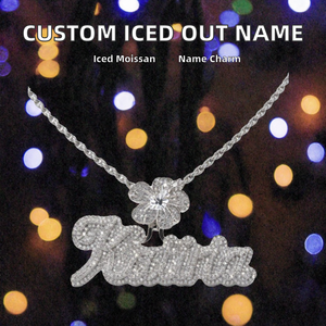Collar con Colgante de Nombre Personalizado con Incrustaciones de Diamantes, Letra con Baño de Rodio, Plata 925, Joyería para Regalo de Fiesta - Product Image 2