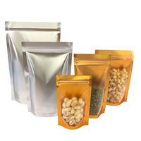Sachets Doypack Ziplock en plastique de haute qualité, doré mat à l'avant et argenté à l'arrière, avec fermeture éclair, pour aliments et snacks