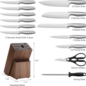 Ensemble de couteaux de cuisine en acier inoxydable à haute teneur en carbone de 15 pièces, avec bloc d'affûtage, couverts de cuisine de haute qualité - Product Image 5