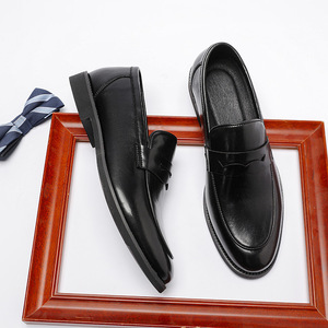 Mocasines de cuero genuino para hombre, estilo británico, informales de negocios, sin cordones, talla grande, cómodos, duraderos y elegantes - Product Image 6