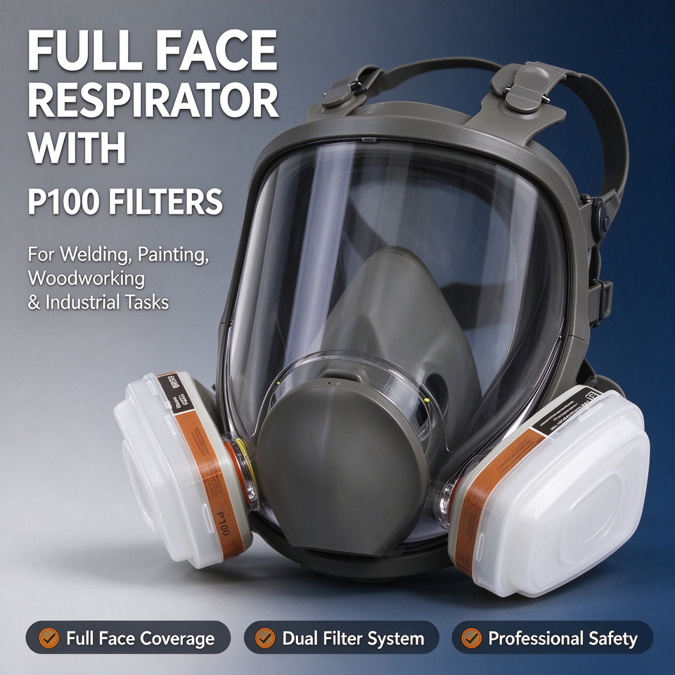Welding Painting Woodworking Full Face Respirator with P100 Filters ...