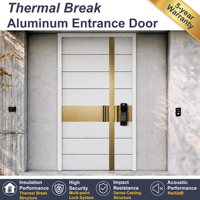 Porte d'entrée extérieure résidentielle YOHOME, moderne, antivol, en aluminium blanc, pour villa et bâtiments commerciaux