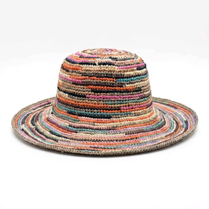 <b>Women</b> Raffia Straw Bucket <b>Sun</b> <b>Hat</b> Wide Brim Foldable Handmade Beach Travel Outdoor Cap - Product Image 4