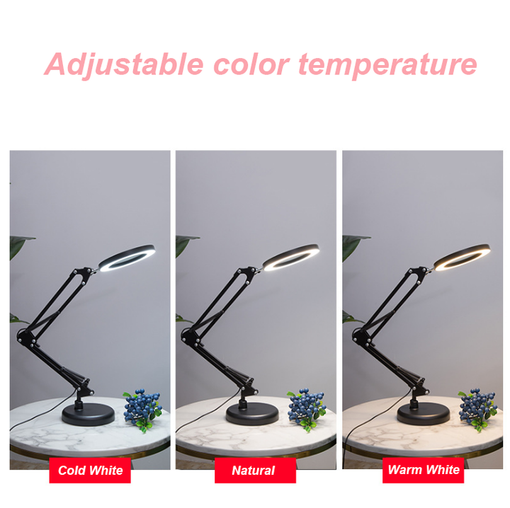 10 Lupas Con Luz LED - 10x Aumento, 3 Modos De Color, Base Ajustable Para Manualidades