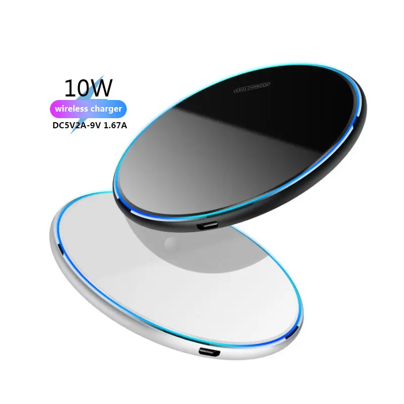 2021hot 10W Wireless Charger for iPhone Pad LED Light Wireless Charge for smart watch portable Wireless Charging 5V 2A usb cable