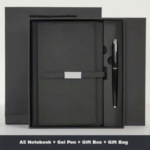 Quality A5 Promotional Custom Logo PU Leather Notebook <b>Gift</b> <b>Set</b> With Gel Pen Refill Card Holder Factory Price for Expos - Product Image 6