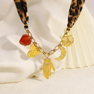 Collar de acero inoxidable con colgante de ojo turco y corazón, chapado en oro de 18k, joyería de moda para mujer - Product Image 3