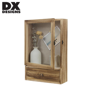 DX Designs <strong>10x12</strong> Inch Wooden Shadow Box <strong>Frame</strong> with Glass Door &amp; Drawer, Wall Display for Photos, Dried Flowers &amp; Small Keepsakes - Product Image 1